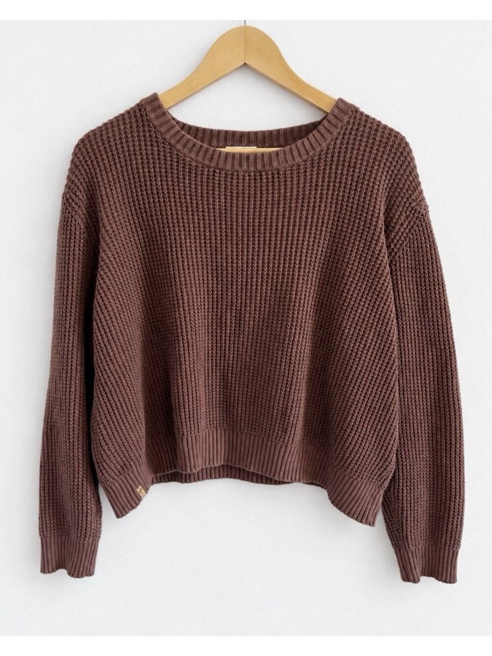 Tentree Organic Cotton Chunky Knit Sweater Cozy Minimalist Brown Women’s Large